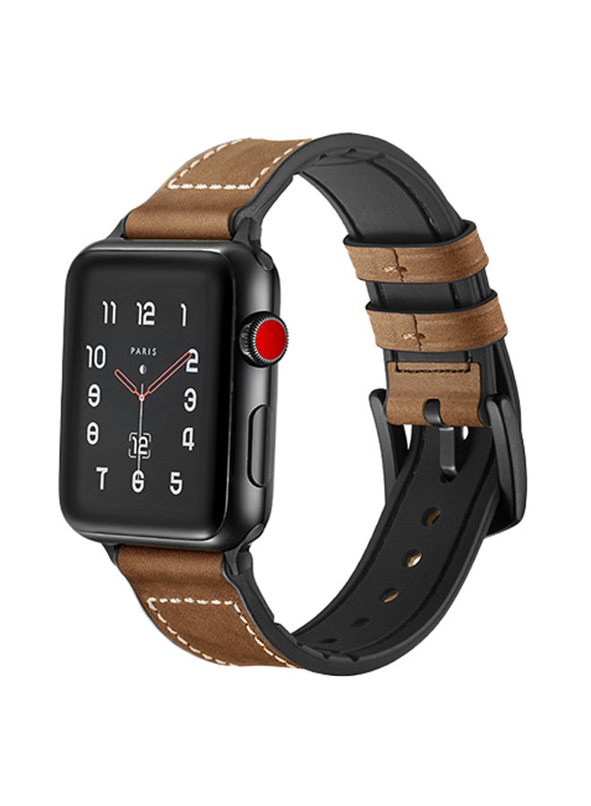 ميفان سوار بديل للساعة الذكية أبل سيريس 5/4/3/2/1 بمقاس 42/44 مم بني غامق