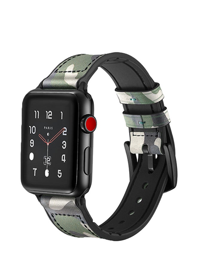 ميفان سوار بديل للساعة الذكية أبل سيريس 5/4/3/2/1 بمقاس 42/44 مم نقشة مموهة كالزي العسكري باللون الأخضر