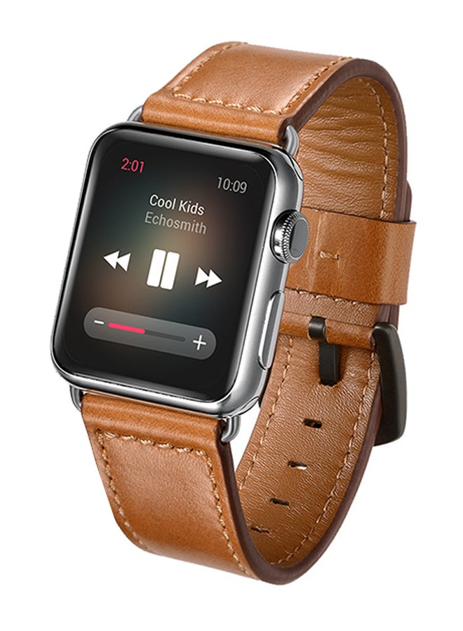 ميفان سوار بديل للساعة الذكية أبل سيريس 5/4/3/2/1 بمقاس 42/44 مم بني