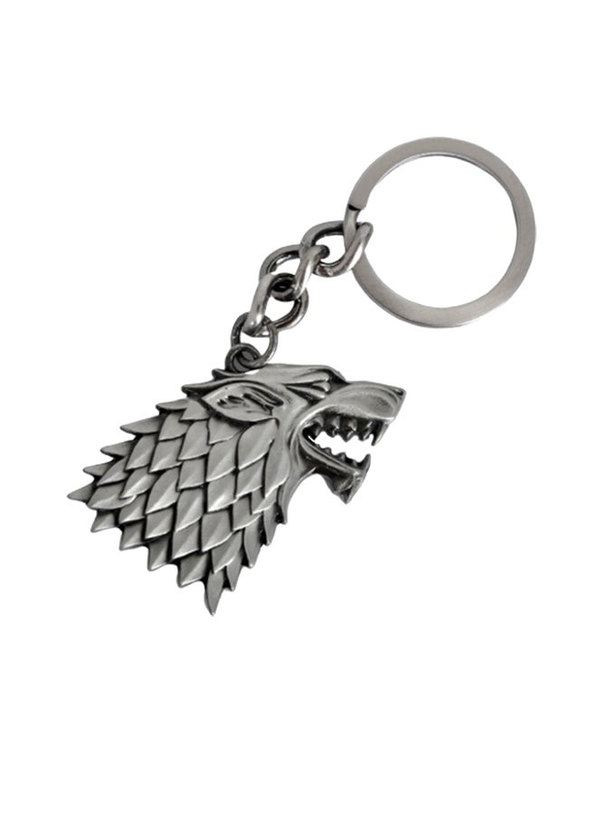 جيم اوف ثرونز سلسلة مفاتيح من المعدن المصبوب بتصميم شعار عائلة ستارك من مسلسل "Game Of Thrones"