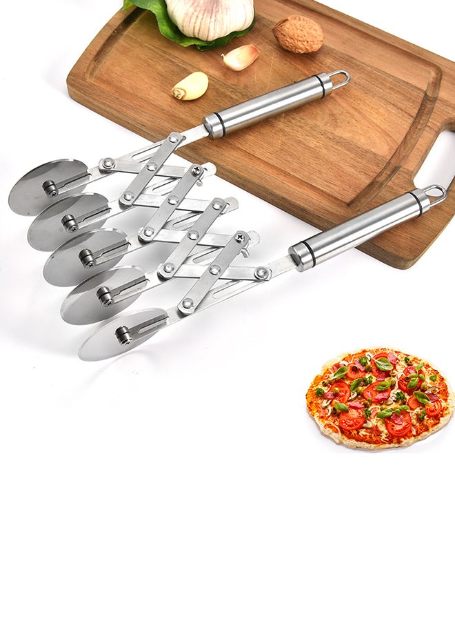 5 Wheels Adjustable Pizza Cutter Silver 28x7x7cm  - Image 4