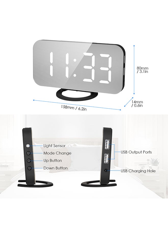 LED Digital Alarm Clock With Large White Font Display Black 17x6.30x10cm - Image 3