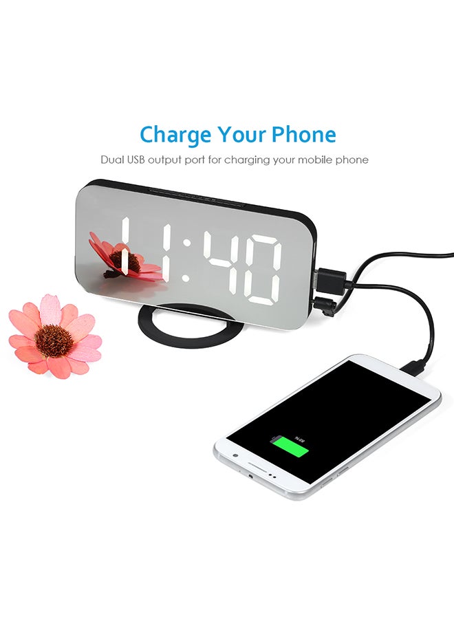 LED Digital Alarm Clock With Large White Font Display Black 17x6.30x10cm - Image 5