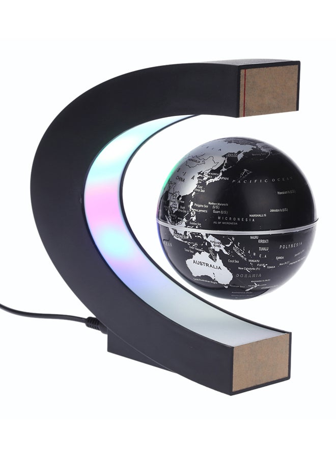 كرة أرضية معلقة مغناطيسياً مرسوم عليها خريطة العالم مزودة بإضاءة LED أسود 23x6.10x13.20سم  - Image 1
