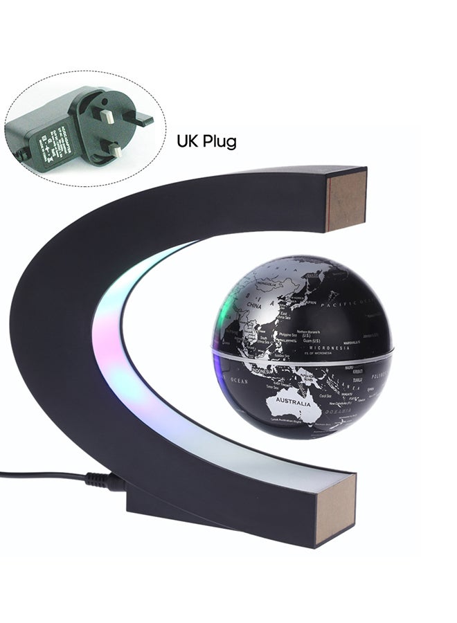 كرة أرضية معلقة مغناطيسياً مرسوم عليها خريطة العالم مزودة بإضاءة LED أسود 23x6.10x13.20سم  - Image 2