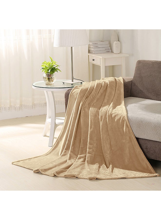 بطانية من صوف فلانيل للدفء في الشتاء نسيج بلون القهوة 70 x 90سم - Image 2