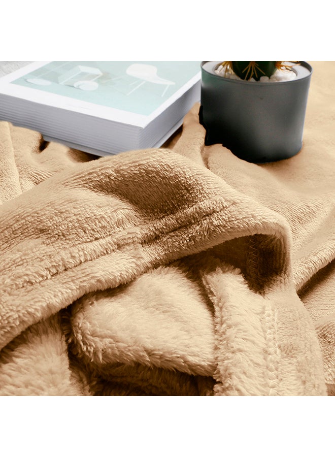 بطانية من صوف فلانيل للدفء في الشتاء نسيج بلون القهوة 70 x 90سم - Image 3