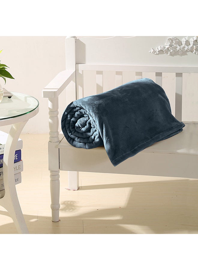 بطانية من صوف فلانيل للدفء في الشتاء نسيج أزرق داكن 70 x 90سم - Image 2