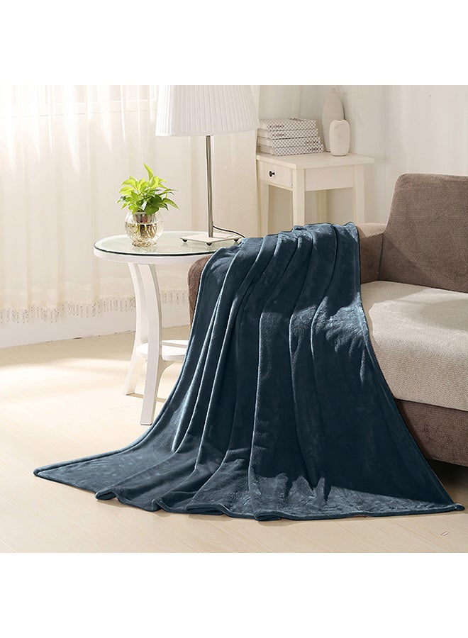 بطانية من صوف فلانيل للدفء في الشتاء نسيج أزرق داكن 70 x 90سم - Image 3