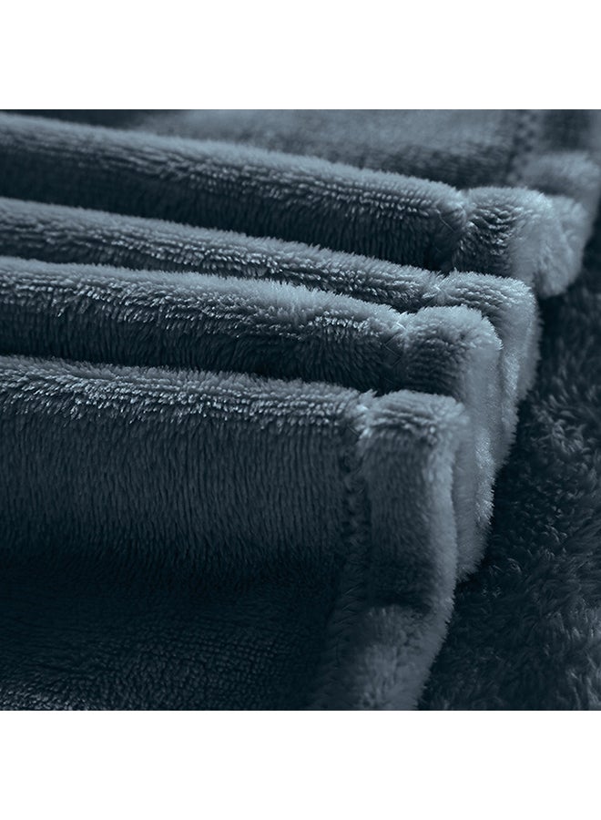 بطانية من صوف فلانيل للدفء في الشتاء نسيج أزرق داكن 70 x 90سم - Image 5