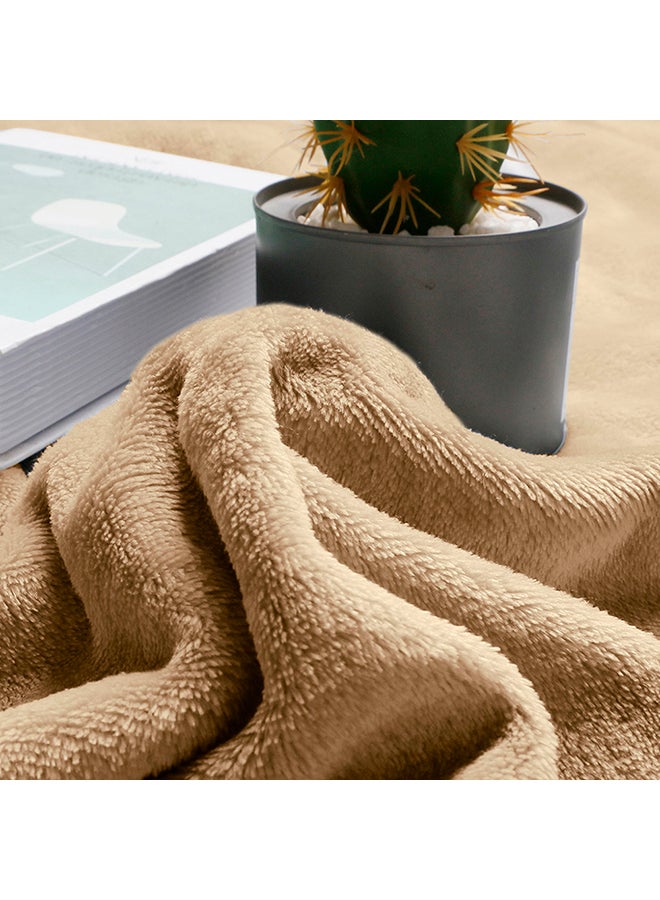 بطانية من صوف فلانيل للدفء في الشتاء نسيج بلون القهوة 71 x 79سم - Image 3