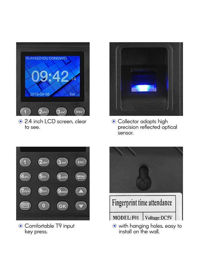 أيبيسي آلة تسجيل حضور بيومترية للموظفين مزودة بشاشة LCD أسود - Image 3
