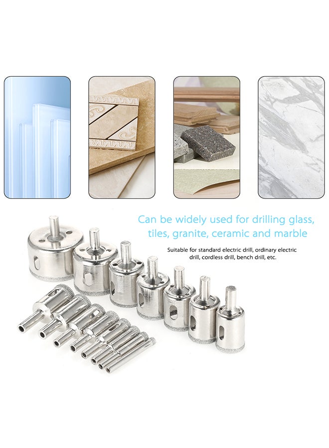 15-Piece Diamond Coated Glass Hole Saw Kit Silver  - Image 5
