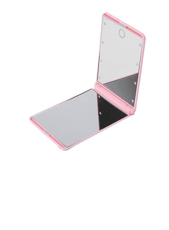 مرآة ماكياج محمولة مزودة بشاشة لمس وإضاءة LED وردي - Image 2