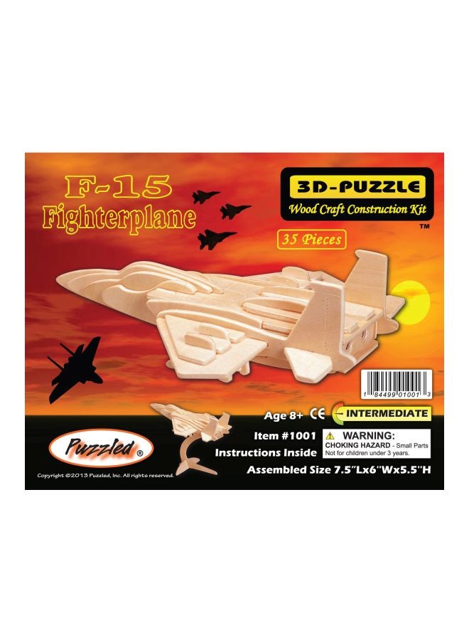 Puzzled 35-Piece F15 Fighter Plane Woodcraft 3D Puzzle Construction Kit 1001  - Image 1