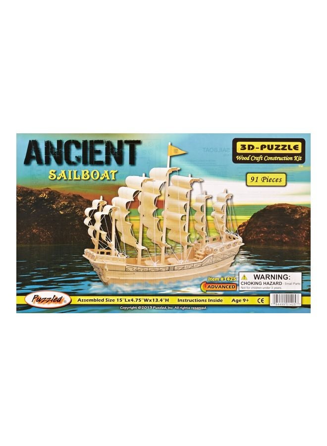 Puzzled 91-Piece Ancient Sailboat 3D Puzzles 1425 - Image 1