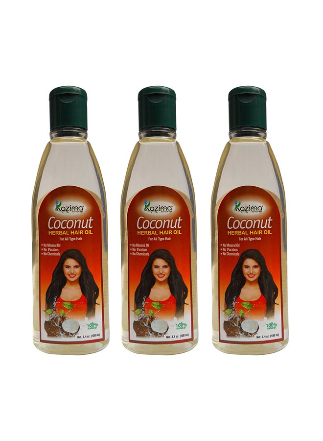 كازيما مجموعة زيت شعر عشبي بجوز الهند مكونة من 3 قطع 100ملليلتر