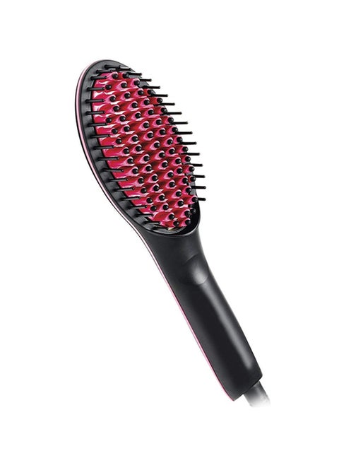 3-In-1 Electric Hair Straightener Brush With LCD Screen Black/Red