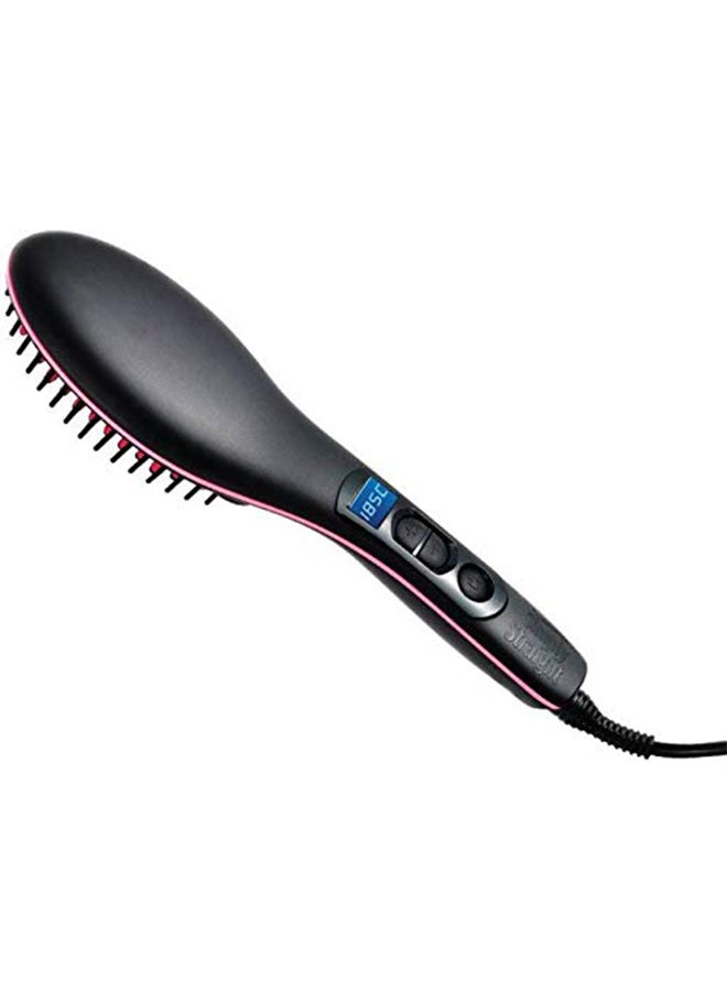 Ceramic Hair Straightener Brush With LCD Screen Black/Red - Image 2