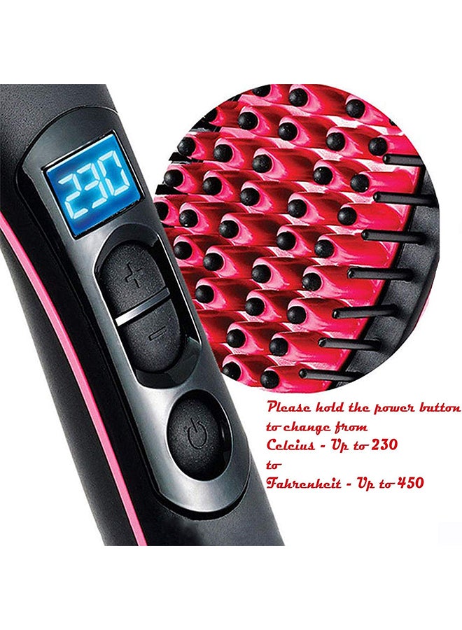 Ceramic Hair Straightener Brush With LCD Screen Black/Red - Image 3