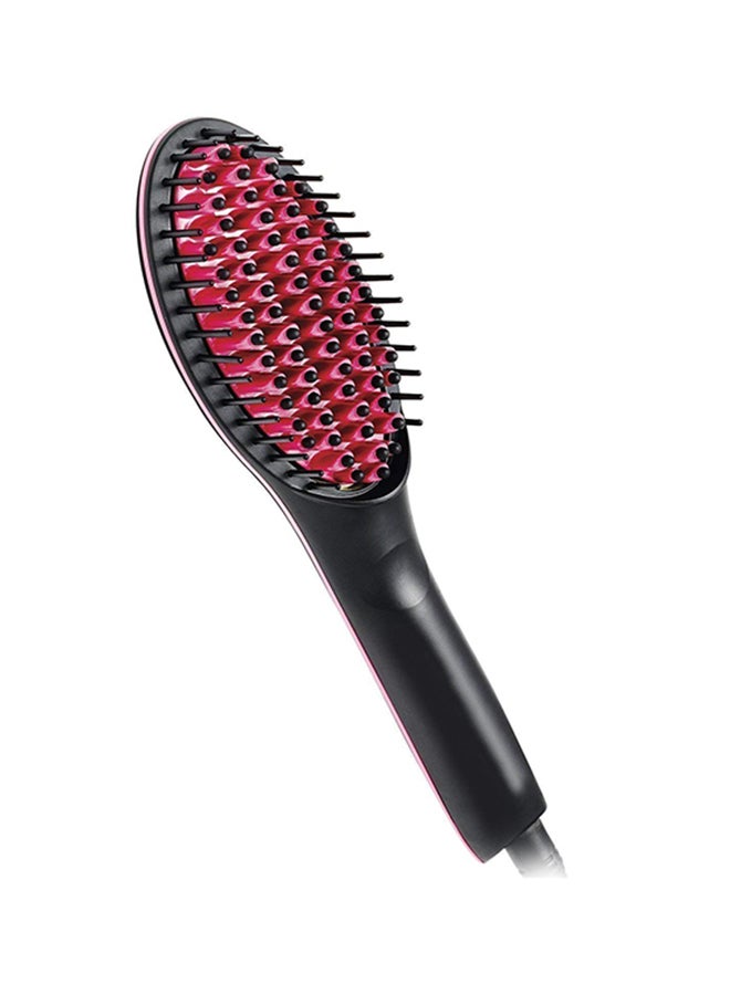 Ceramic Straightening Hair Straightener Brush With LCD Screen Black/Red - Image 1