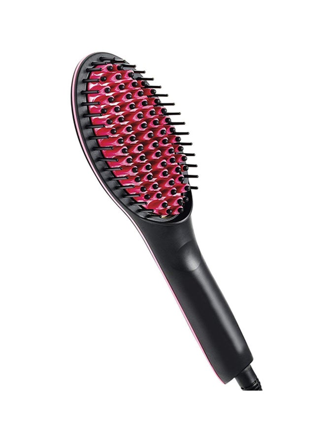 Ceramic Hair Straightener Brush With LCD Screen Black/Red - Image 1