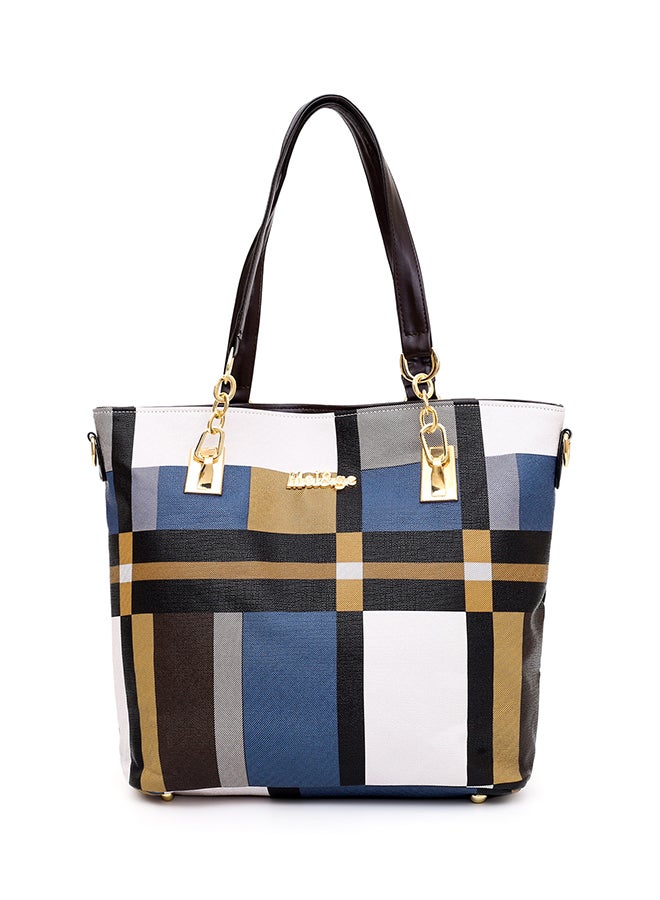 6-Piece Lattice Texture Handbag Set Blue/Black/White  - Image 2