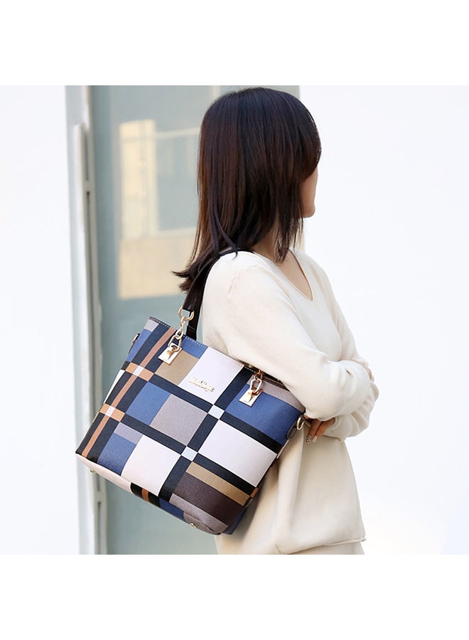 6-Piece Lattice Texture Handbag Set Blue/Black/White  - Image 4