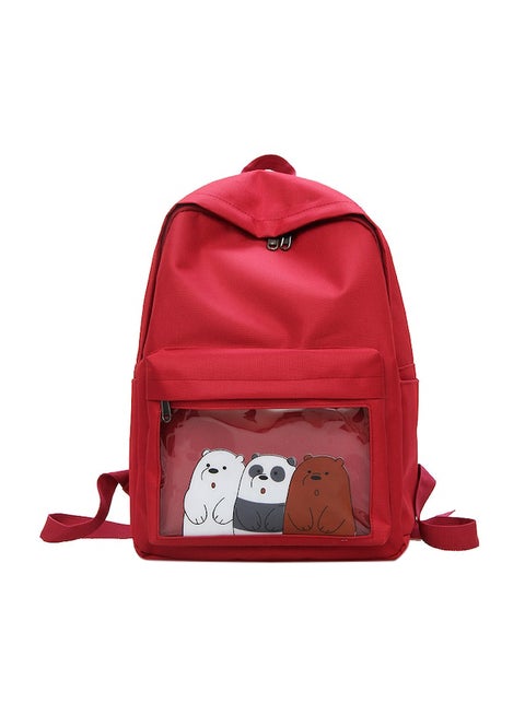 Teddy Printed Backpack Red