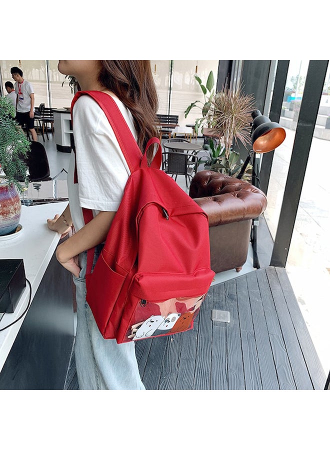 Teddy Printed Backpack Red