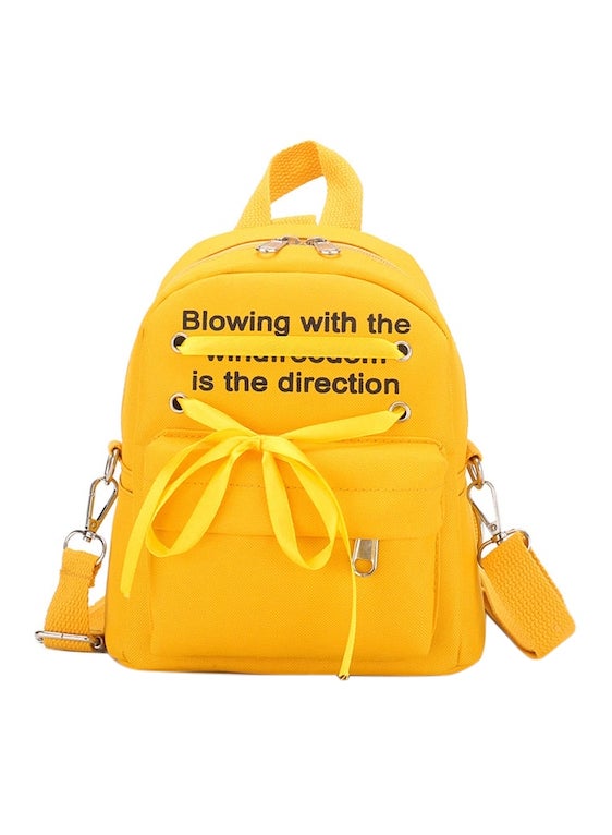 Beauenty - Simple Letter Printed Backpack Yellow - Image 1