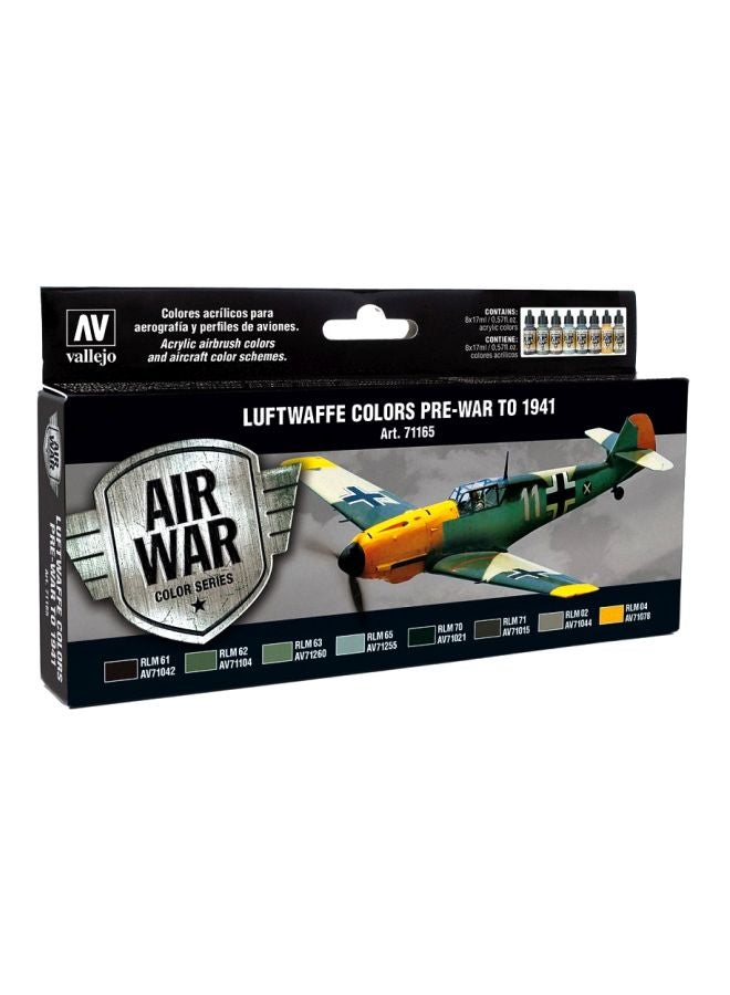 Vallejo 8-Piece Air War Colour Series RLM I Model Paint VJ71165 Multicolour
