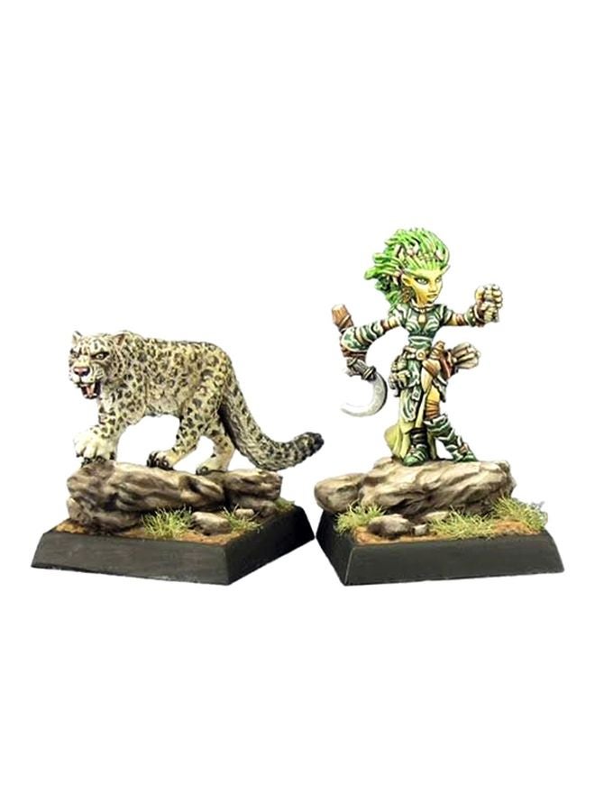 Reaper 2-Piece Lini Iconic Gnome Druid And Droogami Snow Leopard Pathfinder Miniatures REM60020