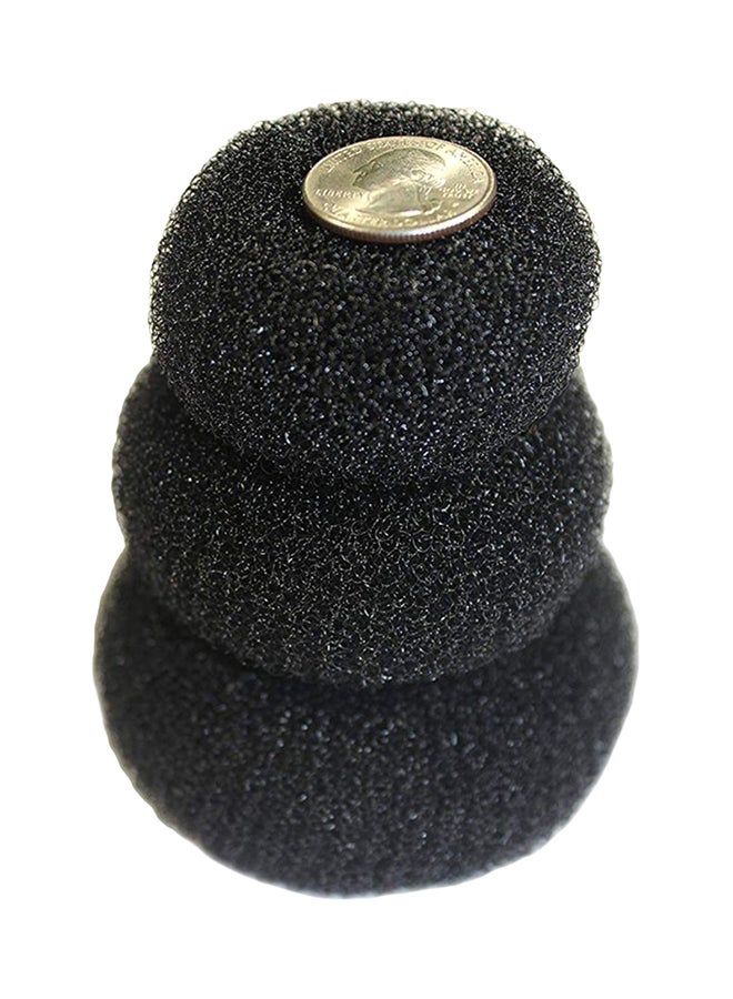 3-Piece Donut Hair Bun Maker Black 10x6x10cm