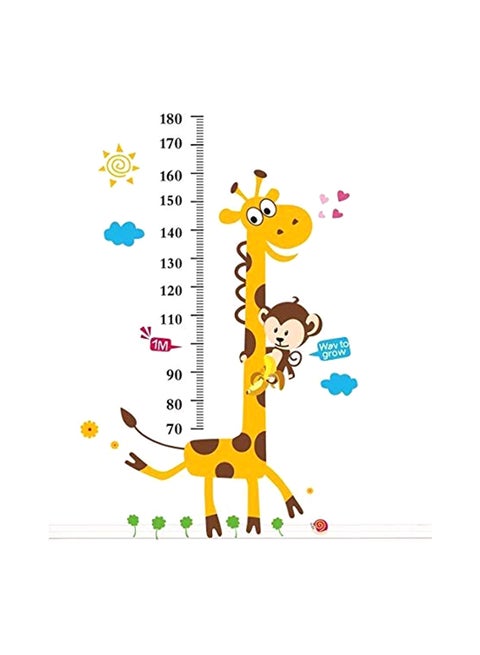 Cartoon Giraffe Kids Growth Chart Height Wall Sticker Multicolour 2.8 x 22.8 x 3.1 iinch