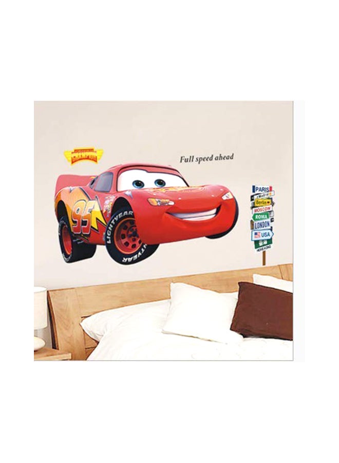 ملصق جداري قابل للإزالة بتصميم سيارة ماكوين من فيلم Cars بلون أحمر متعدد الألوان 1.3 x 24.3 x 1.8بوصة