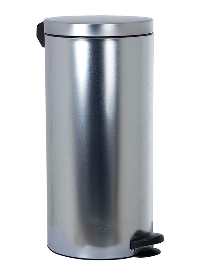 Basket With Pedal Garbage Bin Silver 30Liters