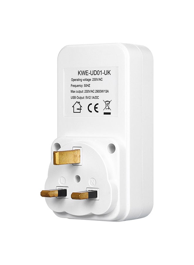 Generic - Countdown Timer Socket With 2 Usb Ports 5V 2.1A Outlet Plug-In Time Controller Switch Plug White - Image 1
