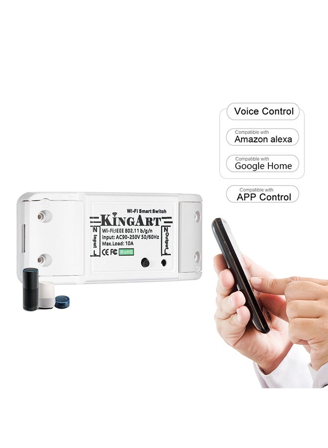 Smart Wi-Fi Switch Wireless Breaker Compatible With Alexa/ Google White