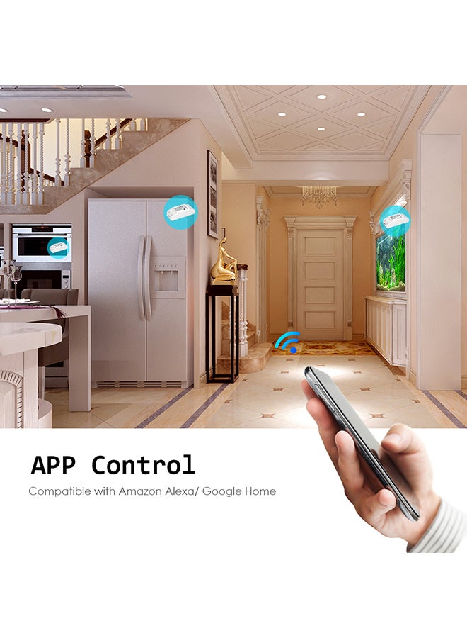Smart Wi-Fi Switch Wireless Breaker Compatible With Alexa/ Google White
