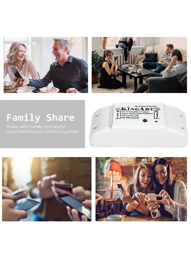 Smart Wi-Fi Switch Wireless Breaker Compatible With Alexa/ Google White