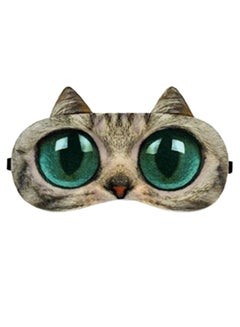 Generic 3D Cute Cat Blindfold Sleeping Eye Mask Grey/Green  - Image 1