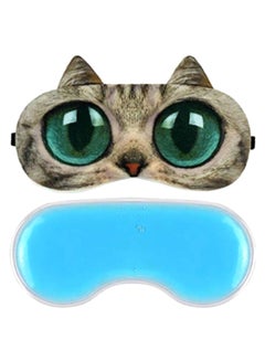Generic 3D Cute Cat Blindfold Sleeping Eye Mask Grey/Green  - Image 3