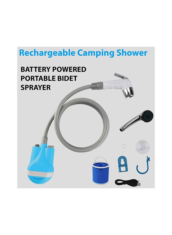 Rechargeable Camping Shower Bidet Sprayer With Bucket Blue/Grey/Black 1meter