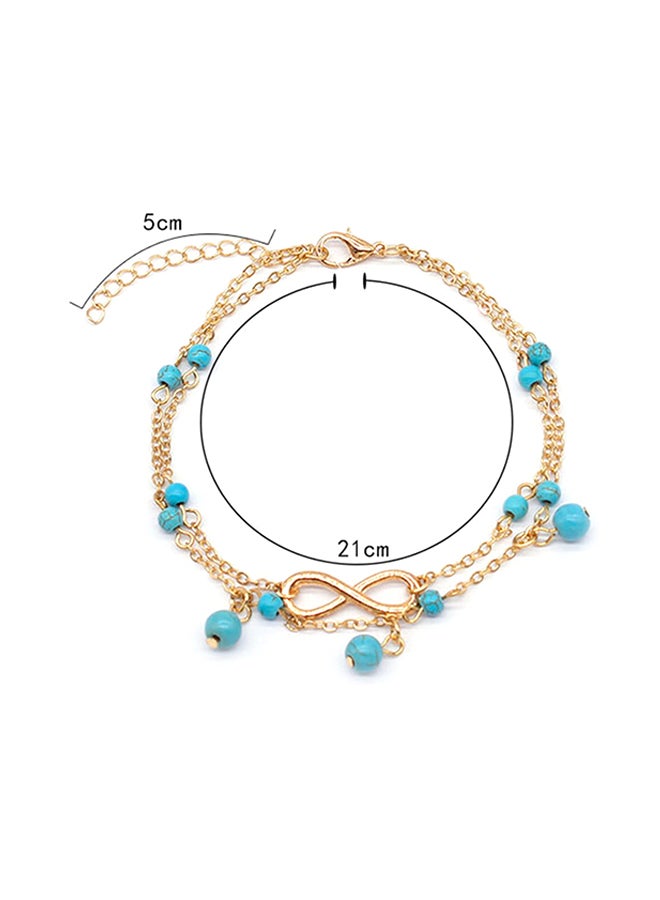 خلخال متعدد الطبقات مزين بأحجار باللون الفيروزي - Image 2