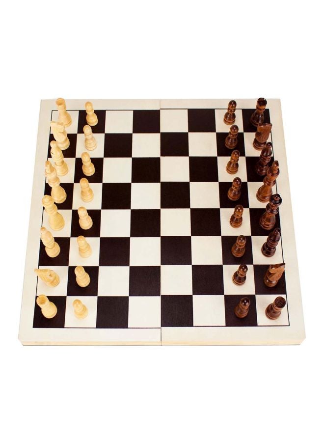 Brybelly 33-Piece Wooden Folding Chess Game GGAM-101 14inch - Image 1