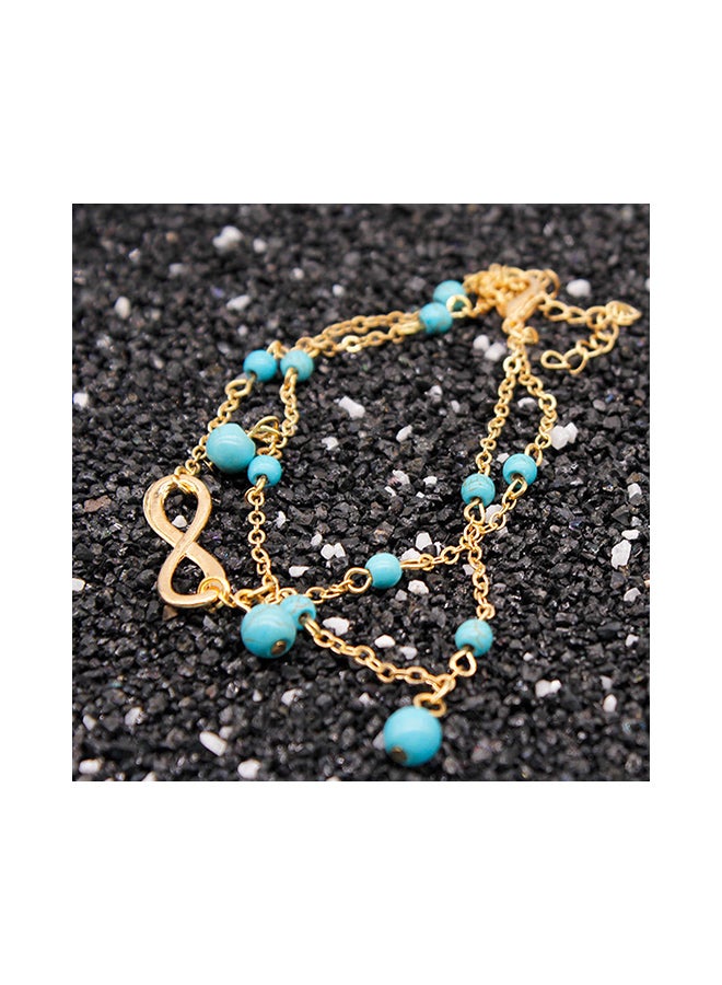 خلخال متعدد الطبقات مزين بأحجار باللون الفيروزي - Image 4