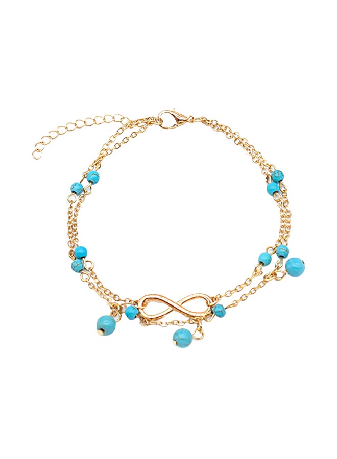 خلخال متعدد الطبقات مزين بأحجار باللون الفيروزي - Image 1