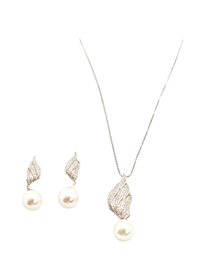Faris Silver - 2-Piece Pure 925 Sterling Silver Earrings And Pendant Necklace Jewellery Set - Image 1