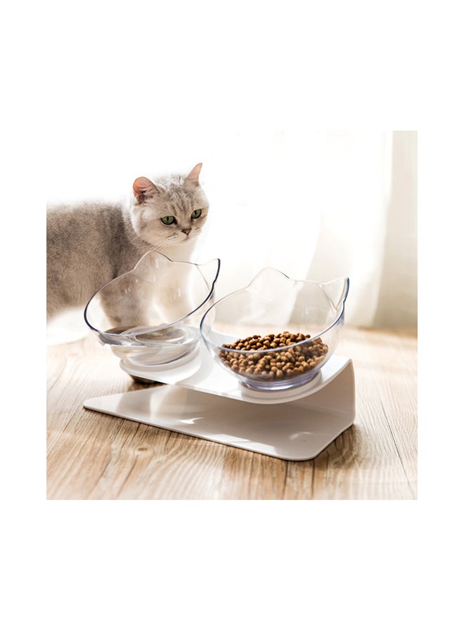 Double Cat Bowls With Raised Stand Clear/White 27.5x13.5x8centimeter - v1579094274/N33648425A_4